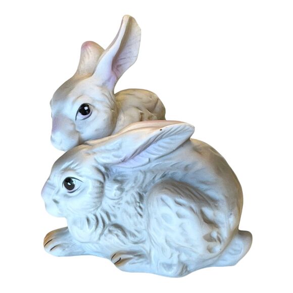 Ardco Porcelain Bunny Rabbit Figurine 5” White Pink Gray Easter Farm Decor Vtg - Picture 3 of 7